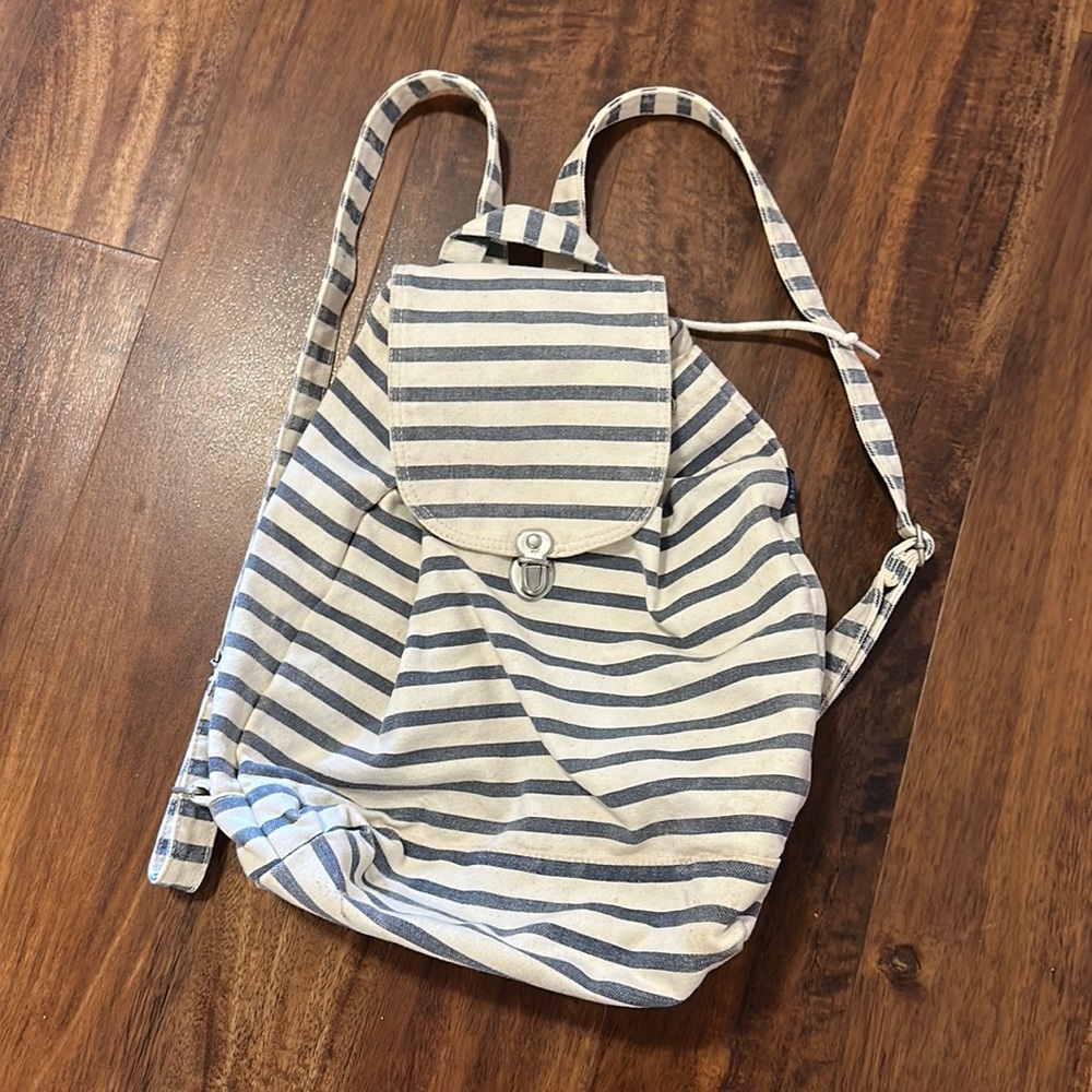 Baggu Stripped Backpack - Blue & Cream